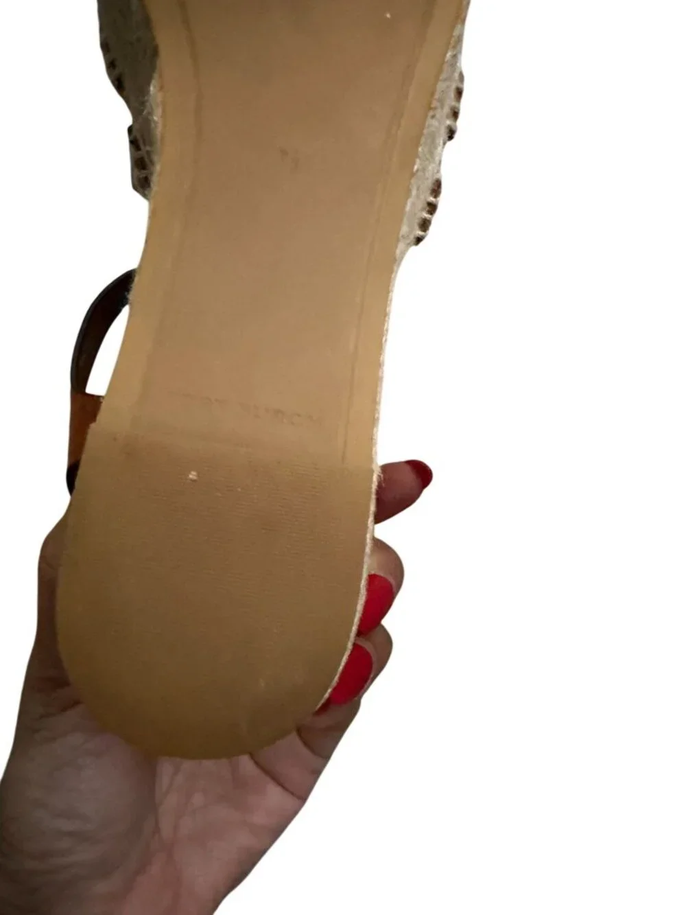 TORY BURCH Tan Leather Platform Espadrilles Sandals Size 7.5